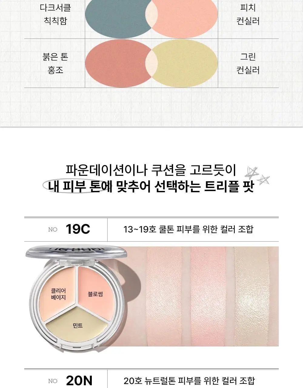 [NEW/촉촉밀착커버]더샘 커버 퍼펙션 트리플 팟 컨실러 글로우 3colors 상세페이지 20